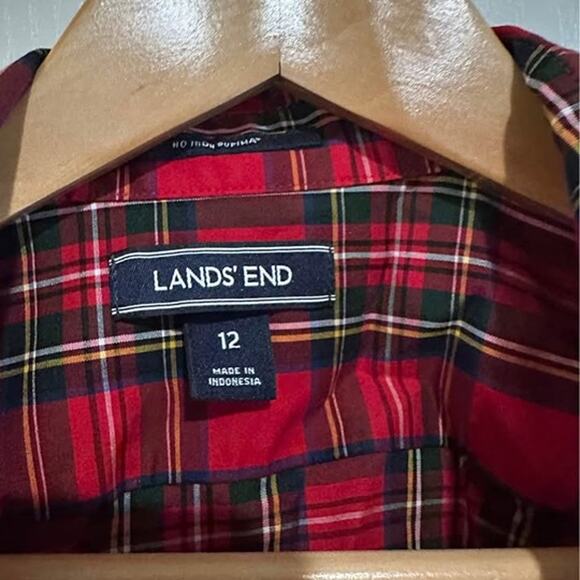 Lands end Plaid button up Shirt size 12 - Picture 2 of 2